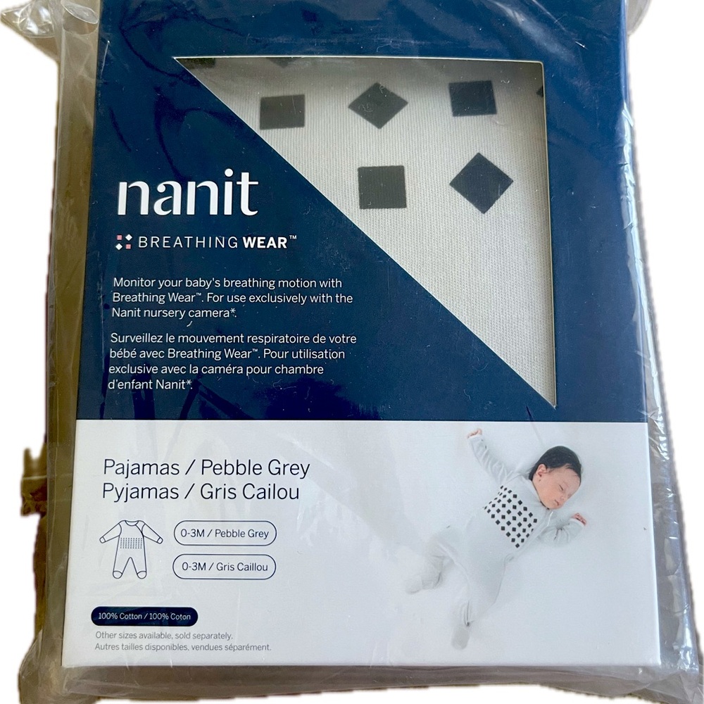 NANIT Breathing Wear - PAJAMAS (0-3 months) - Pebble Grey